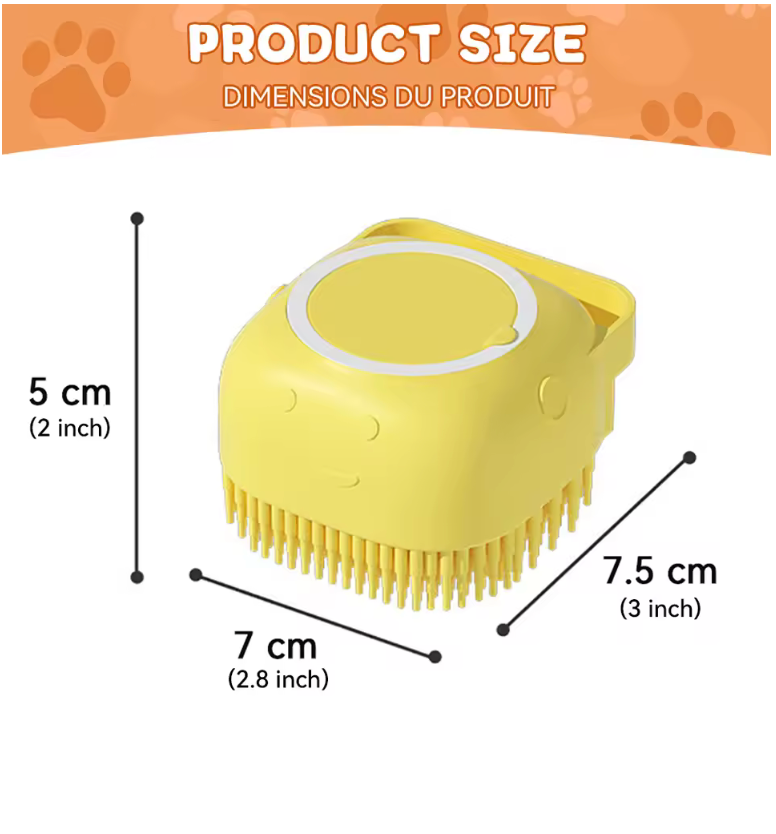 2-in-1 Dog Bath Brush with Shampoo Dispenser – Soft Silicone Grooming & Massage Tool for Dogs & Cats